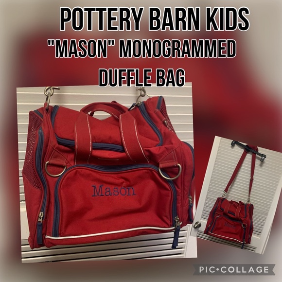 Pottery Barn Mason monogrammed duffle bag - Picture 1 of 10